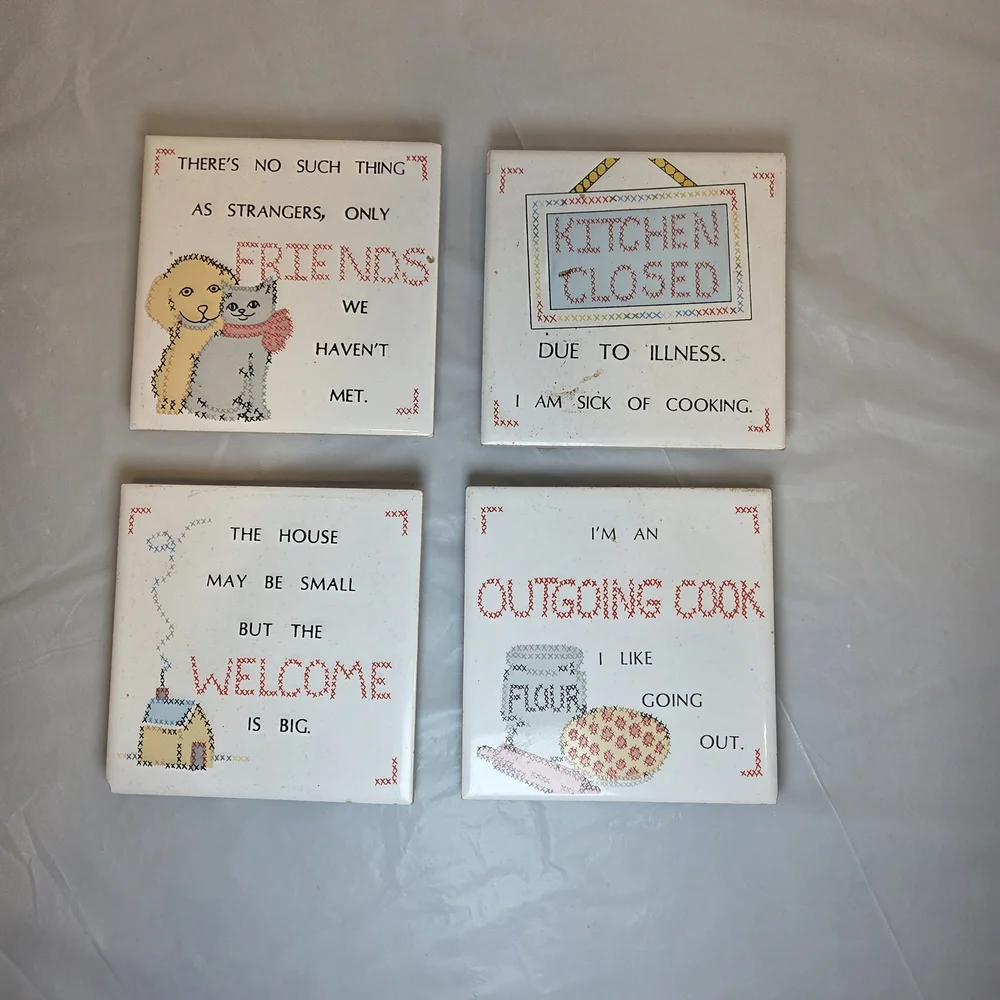 Cross-Stitch Kitchen Decor Set - Multicolor